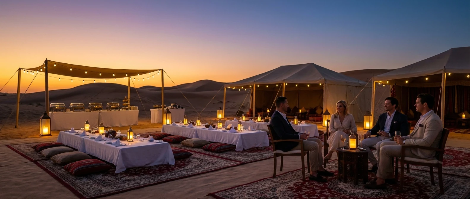 Evening desert safari camp with BBQ dinner in Dubai